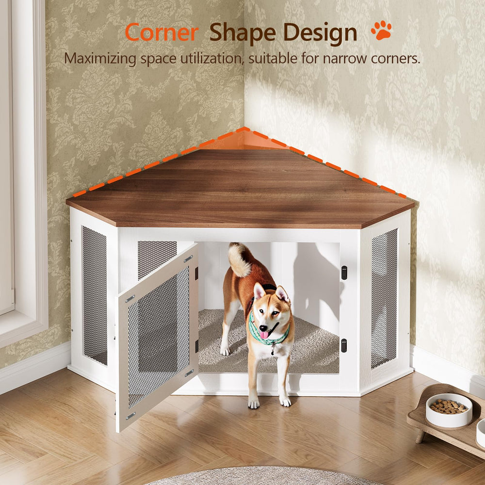 MAHANCRIS corner dog crate wall-fitting tuck neatly into corners