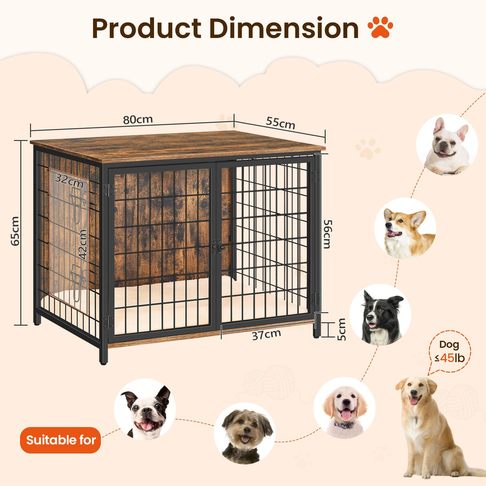 MAHANCRIS dog crate double-doors front view enables easy access and interaction.