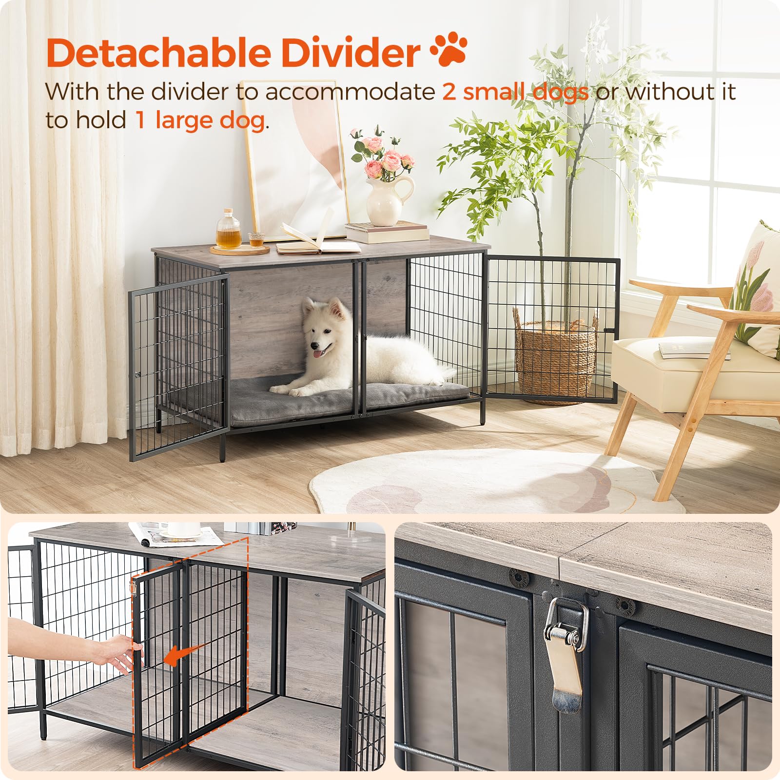MAHANCRIS dog crate furniture interior space for comfortable lounging.