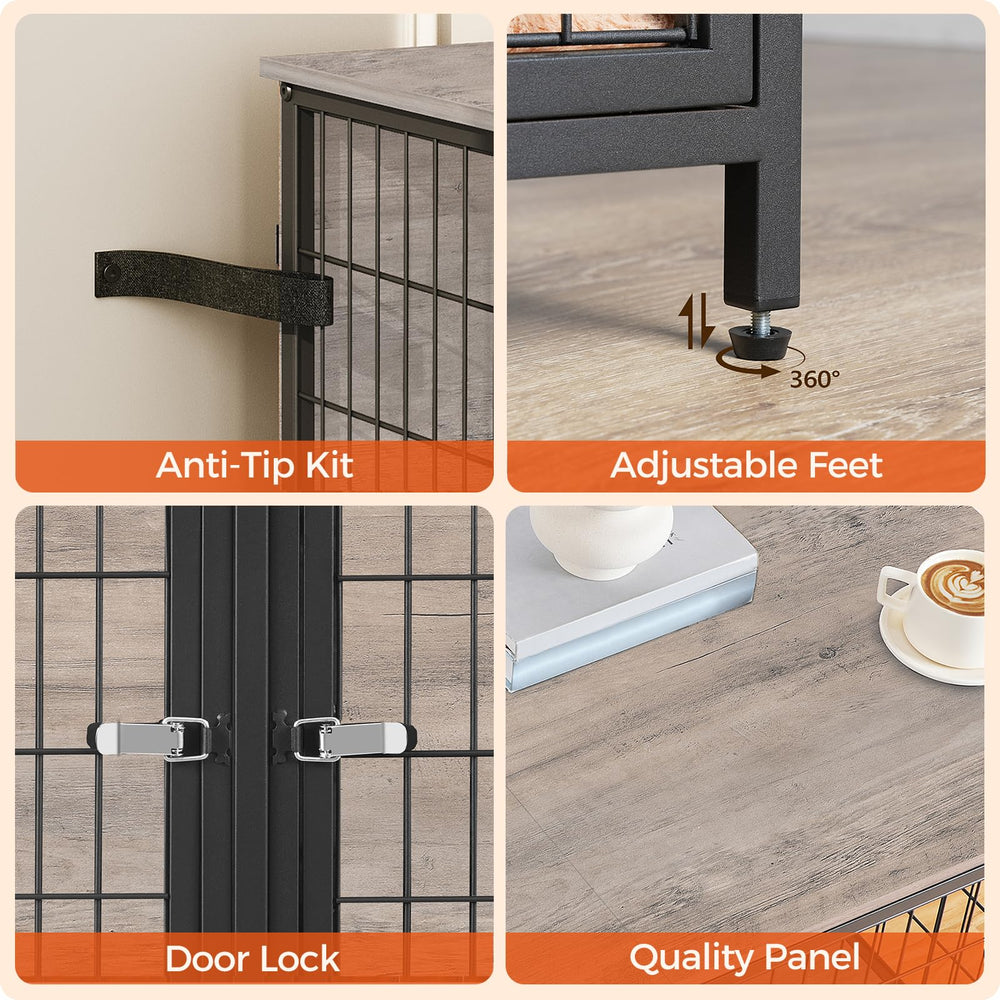 MAHANCRIS dog crate furniture sturdy construction supports pets up to 80 lb.