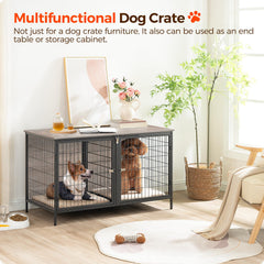 MAHANCRIS dog crate furniture top-panel view highlights sturdy surface for decor.