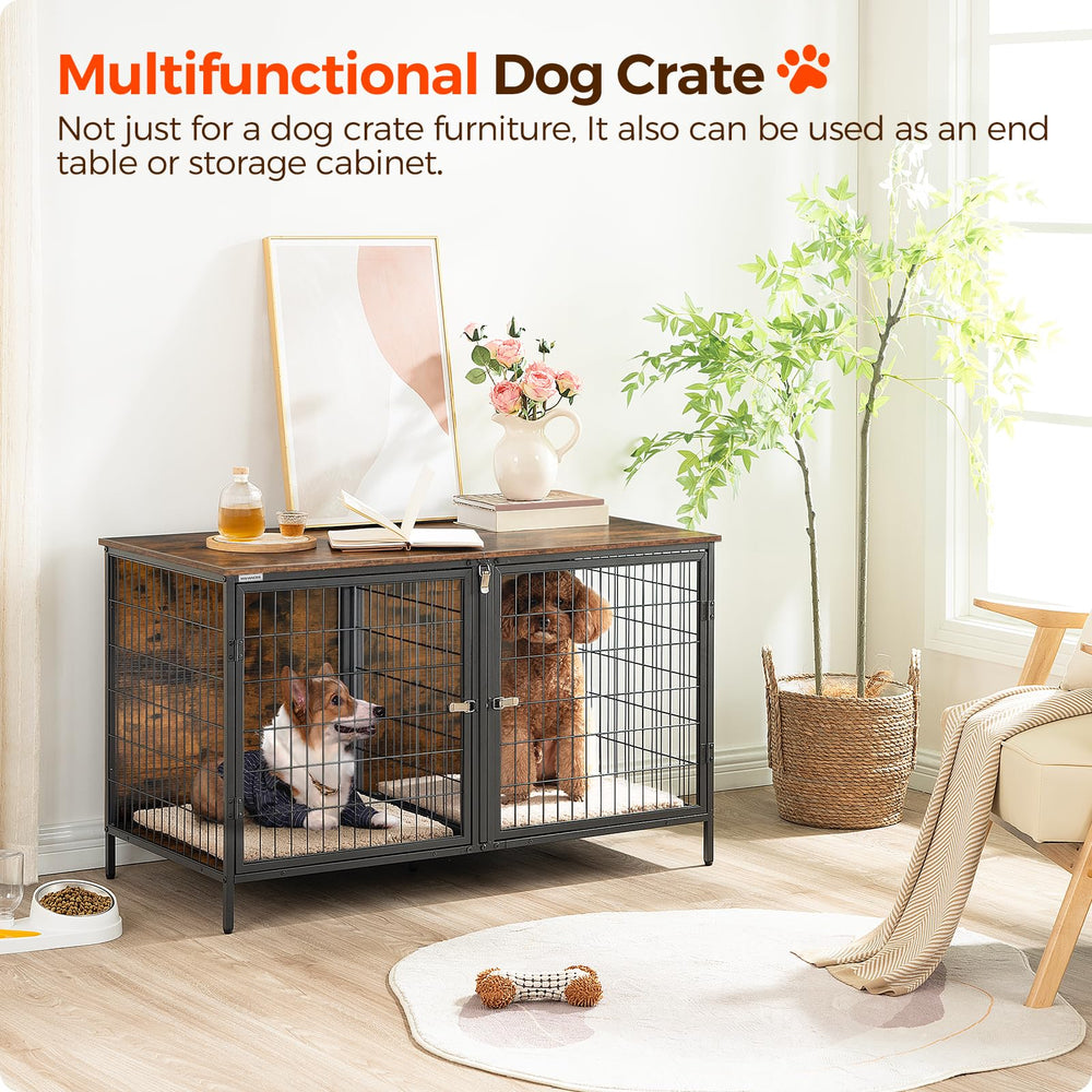 Mahancris dog crate furniture top-view showing wide surface for decor and storage.