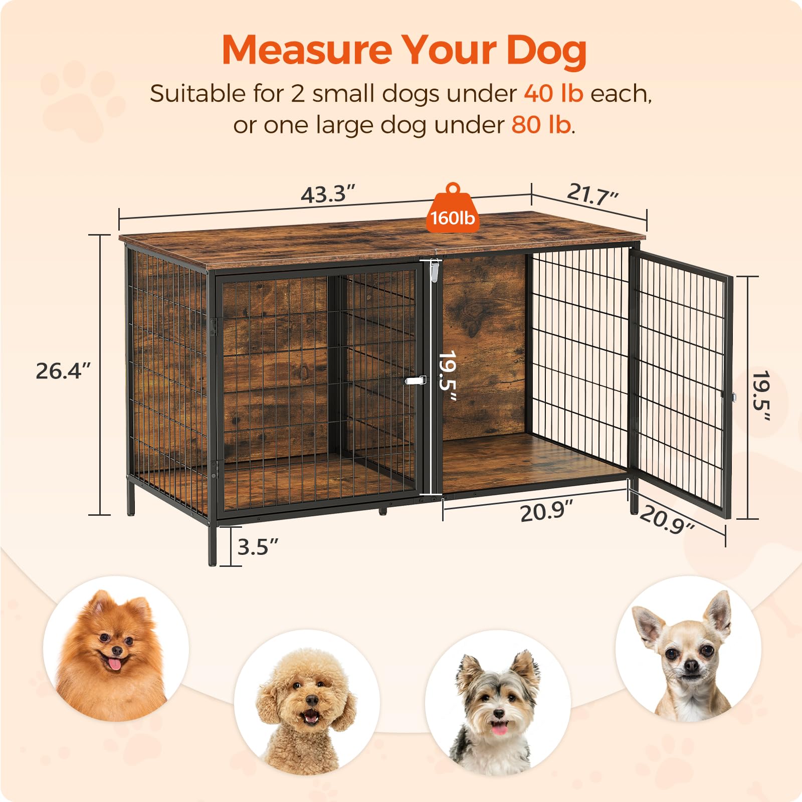 Mahancris crate setup for two small dogs in a spacious interior.