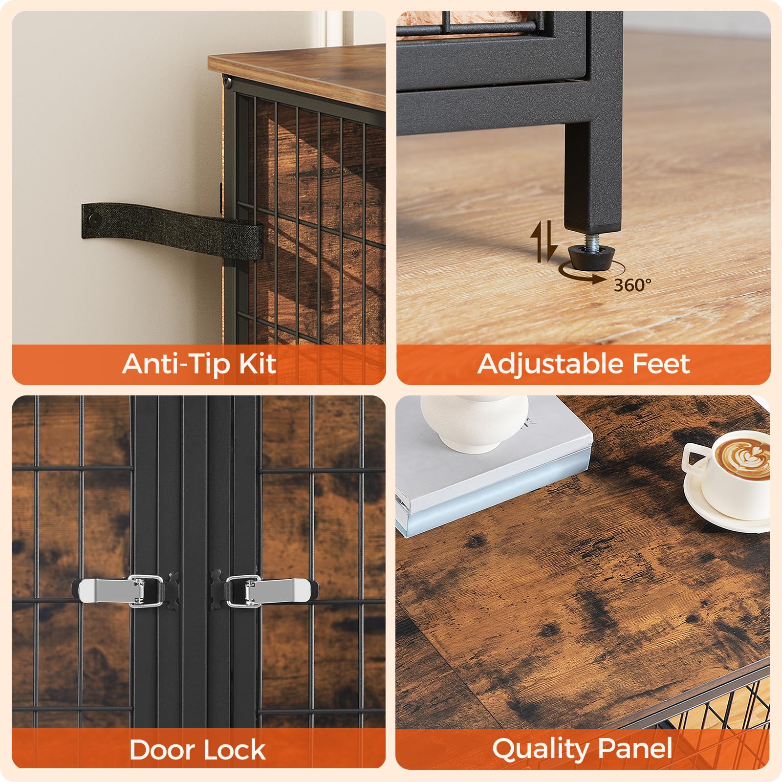 Mahancris dog crate top panel supports up to 160 lb for durability.