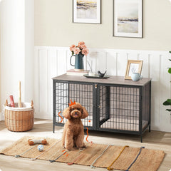 MAHANCRIS dog crate furniture wood-panel construction emphasizes stability and durability.