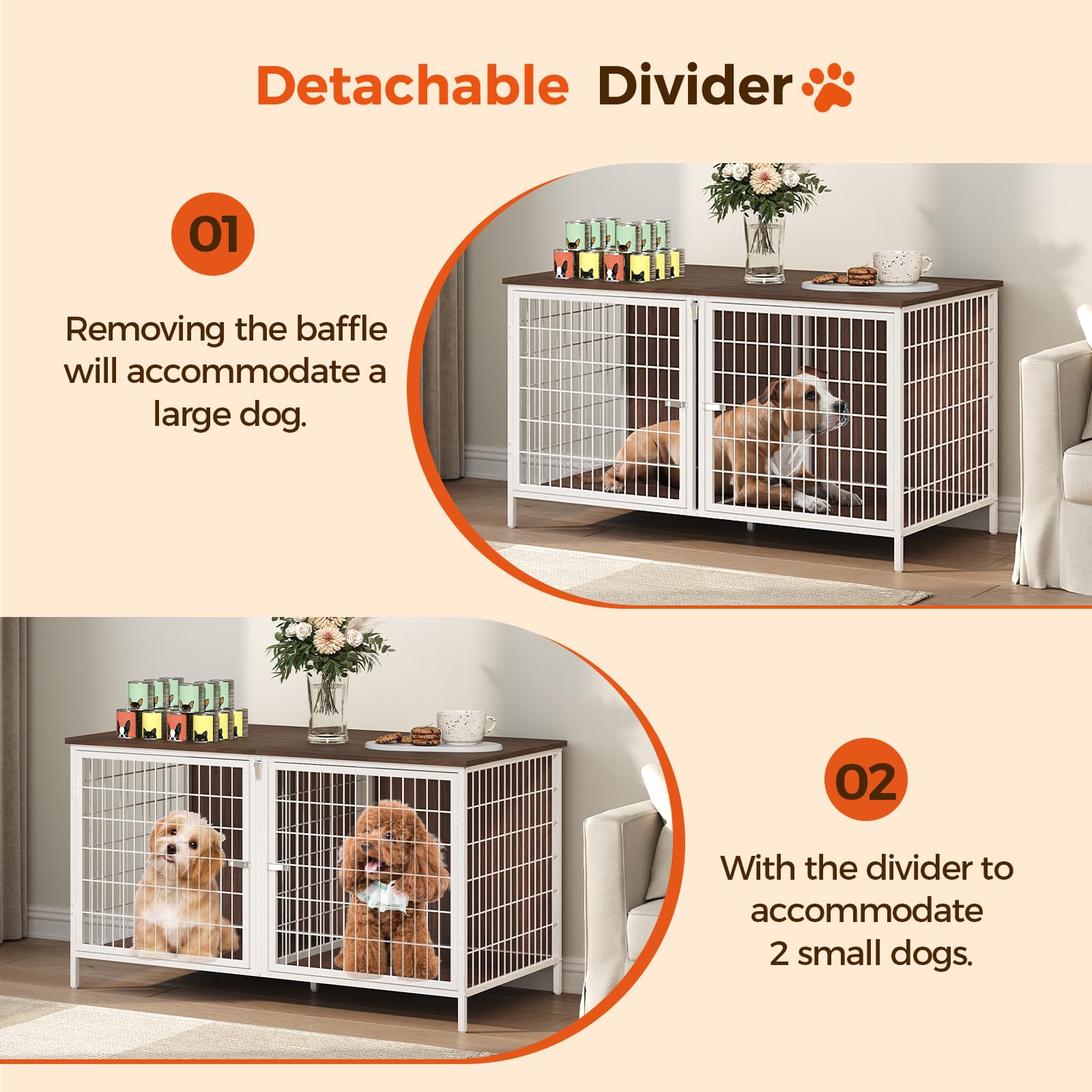 MAHANCRIS crate interior showing spacious room for two small dogs.