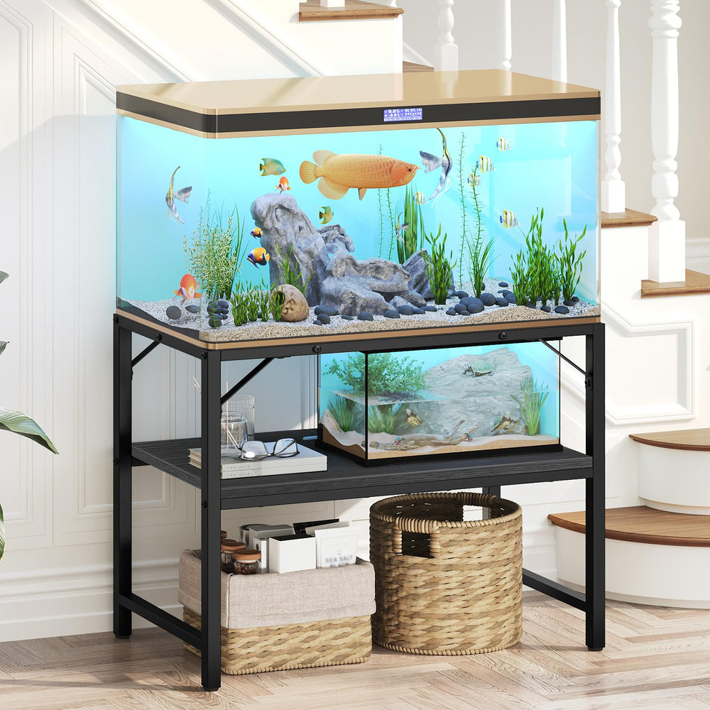 MAHANCRIS fish tank stand top view shows sturdy two-tier design for reliable placement