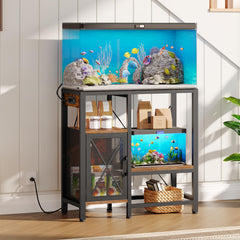 MAHANCRIS FTHR40E01 front view: sturdy rustic brown aquarium stand for 20-37 gallon tanks