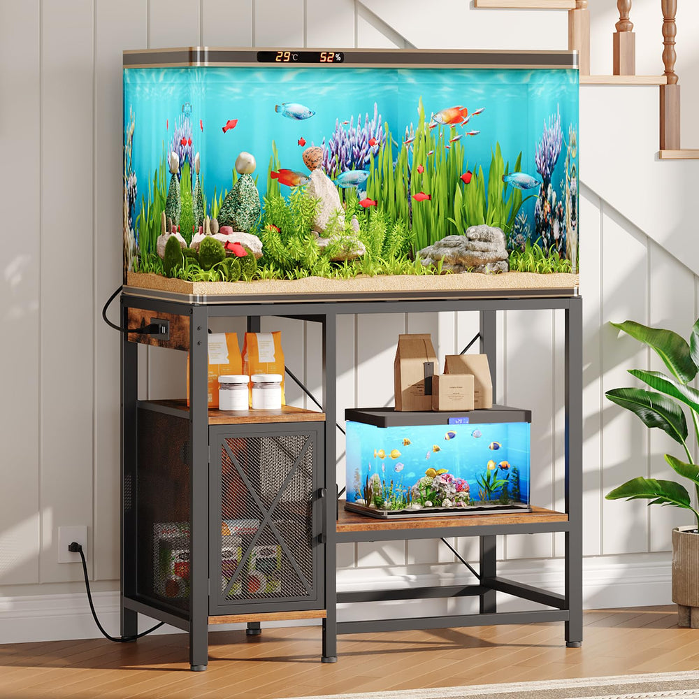 MAHANCRIS FTHR50E01 tank stand front view with sturdy frame and integrated outlets
