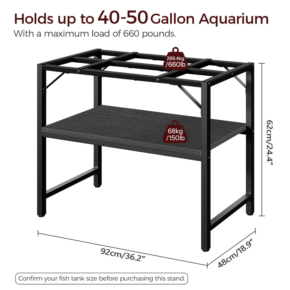 MAHANCRIS heavy-duty metal frame provides load-bearing reliability for aquariums