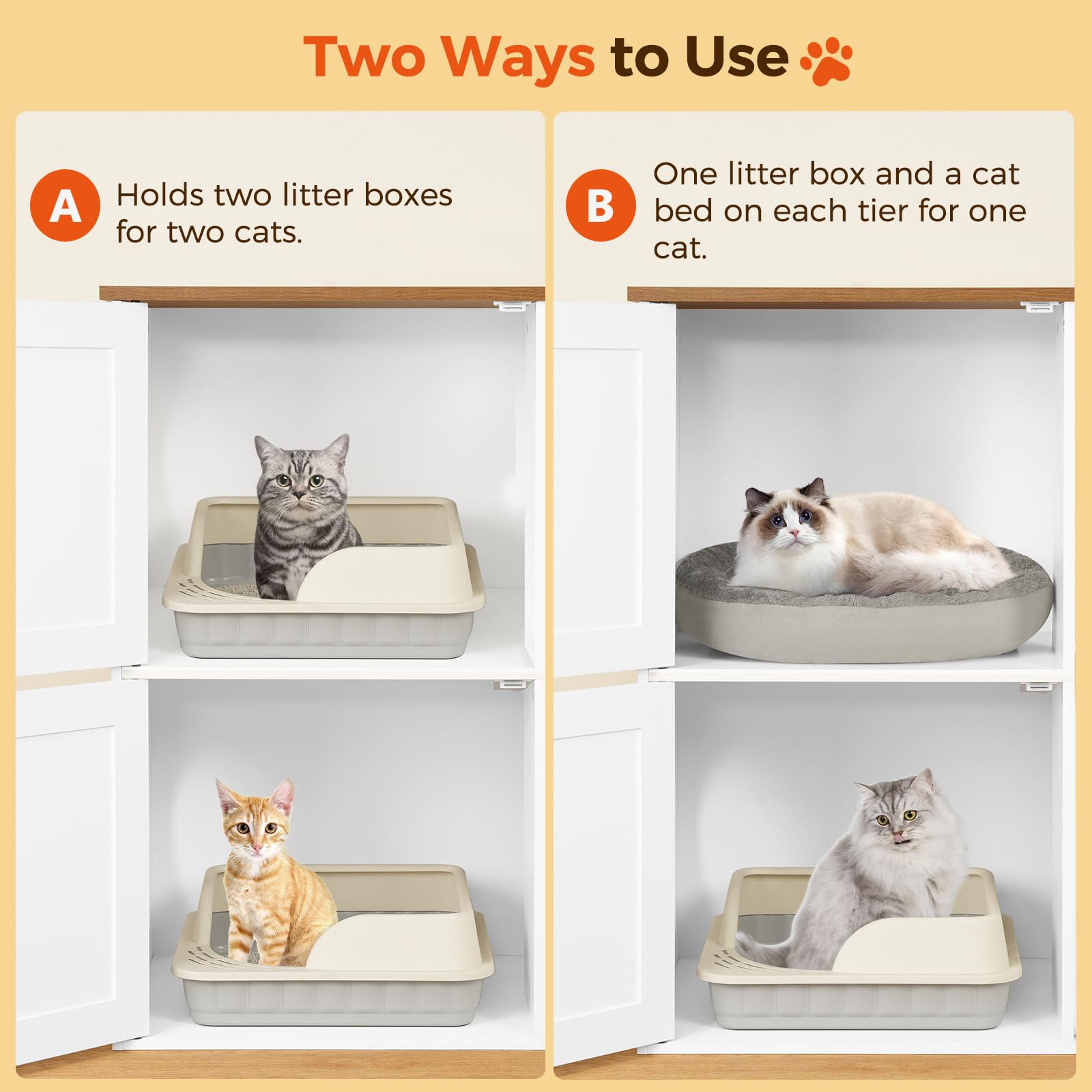 MAHANCRIS litter box enclosure double entrances promote easy access and improved airflow