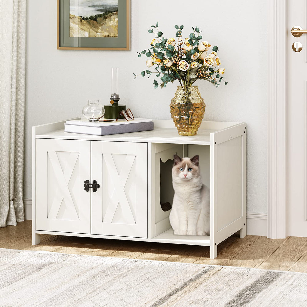 MAHANCRIS multi-functional end table doubles as cat washroom and surface.