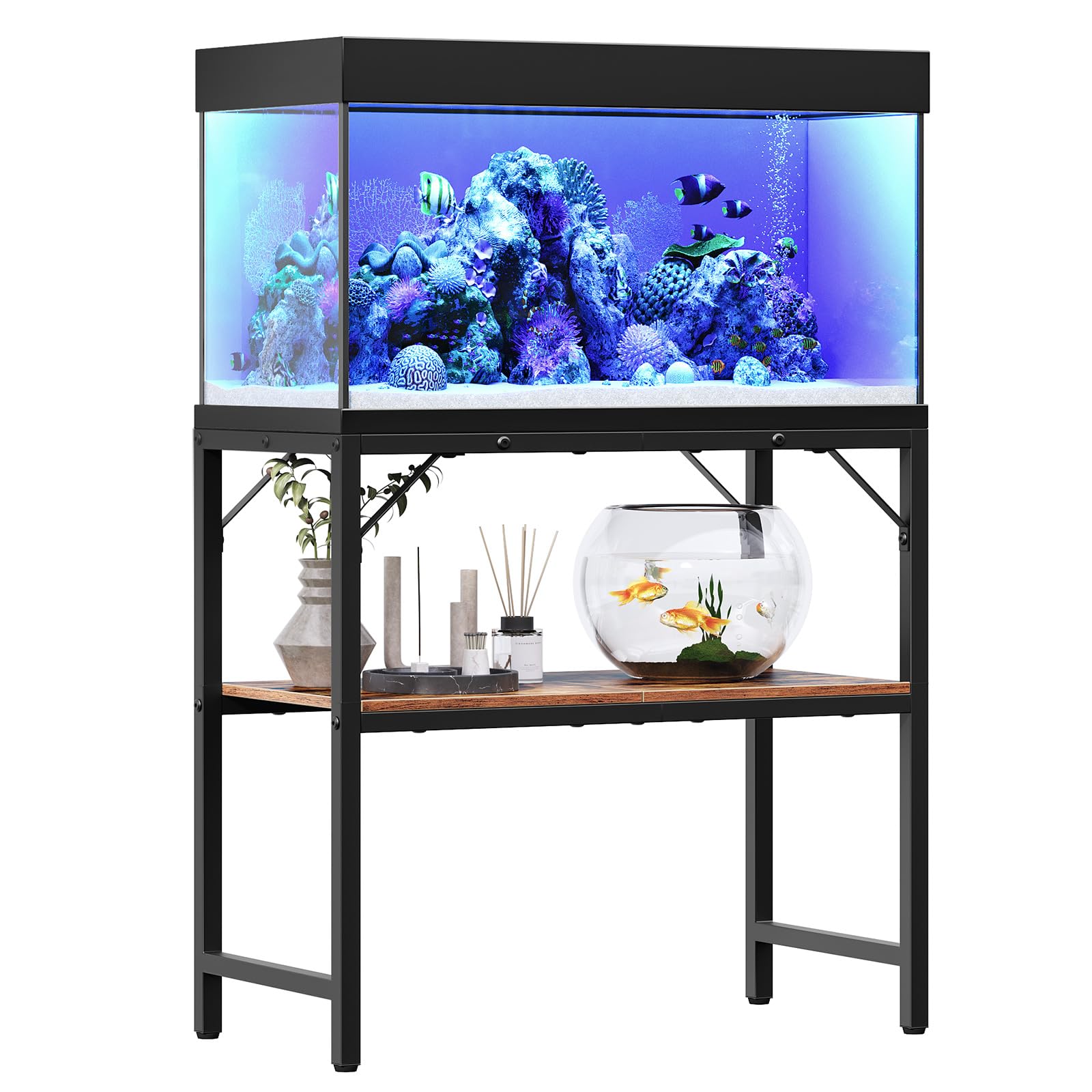 MAHANCRIS stand shown in a home office setting blends with decor and saves space.