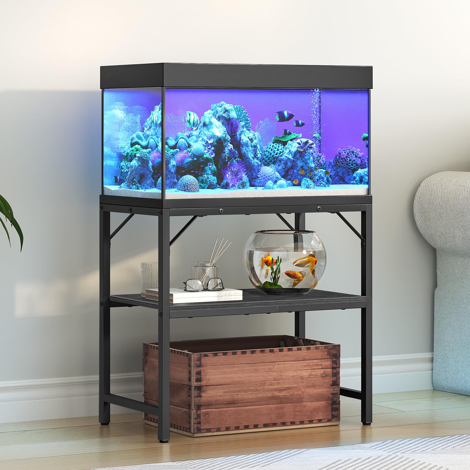 MAHANCRIS Stand used for other items shows multi-purpose storage options.