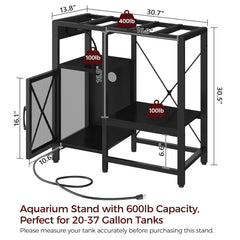 MAHANCRIS tank stand cabinet storage keeps filters and tubing neatly organized.