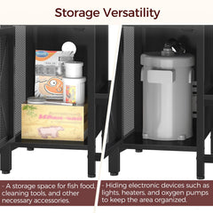 MAHANCRIS tank stand open shelves display accessories while staying accessible.