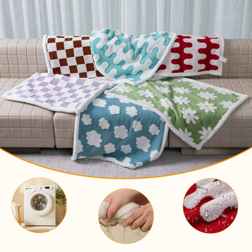 Maidewow red wave blanket draped over cat tree showing indoor comfort and protection.