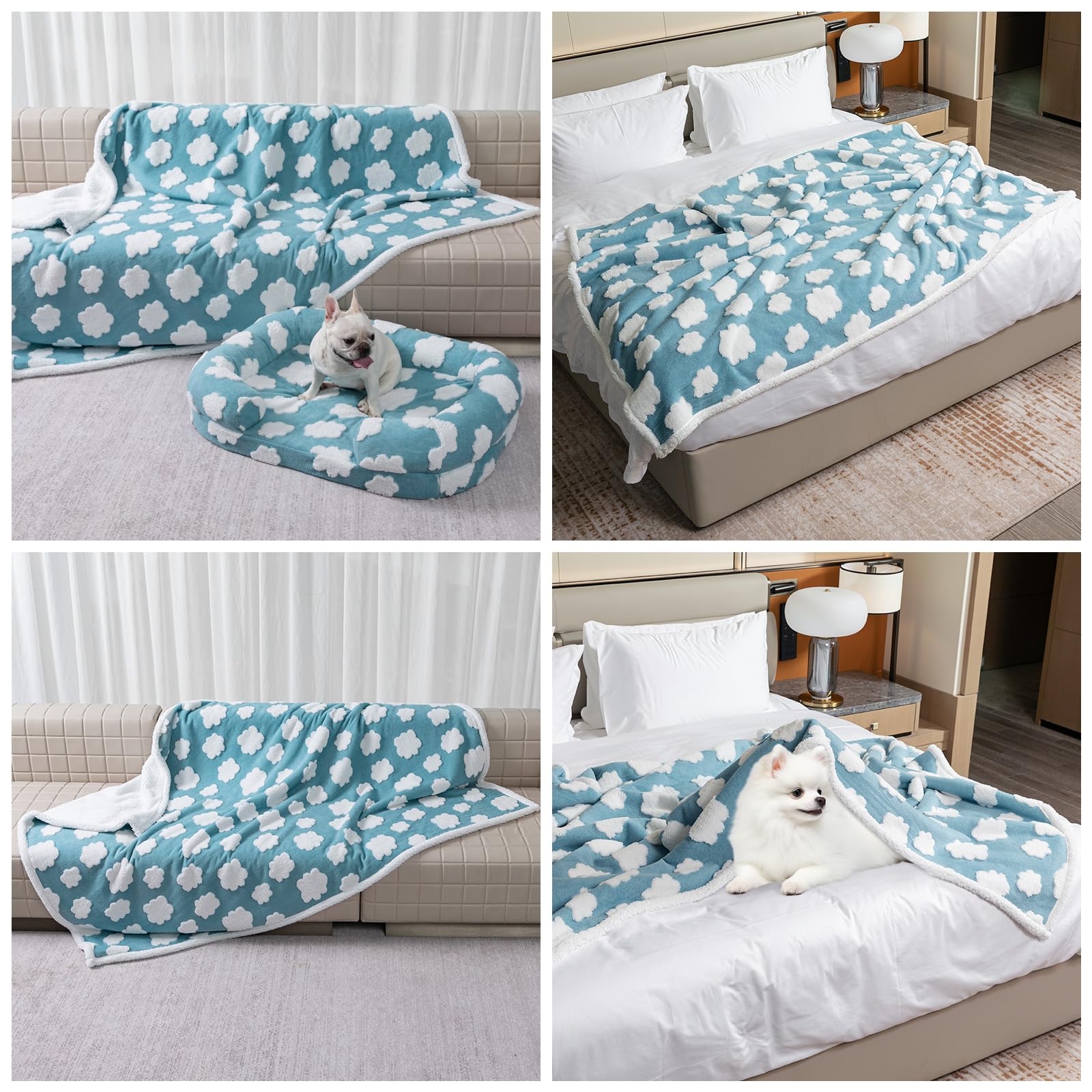 Maidewow waterproof blanket Blue Cloud protects furniture from spills and accidents