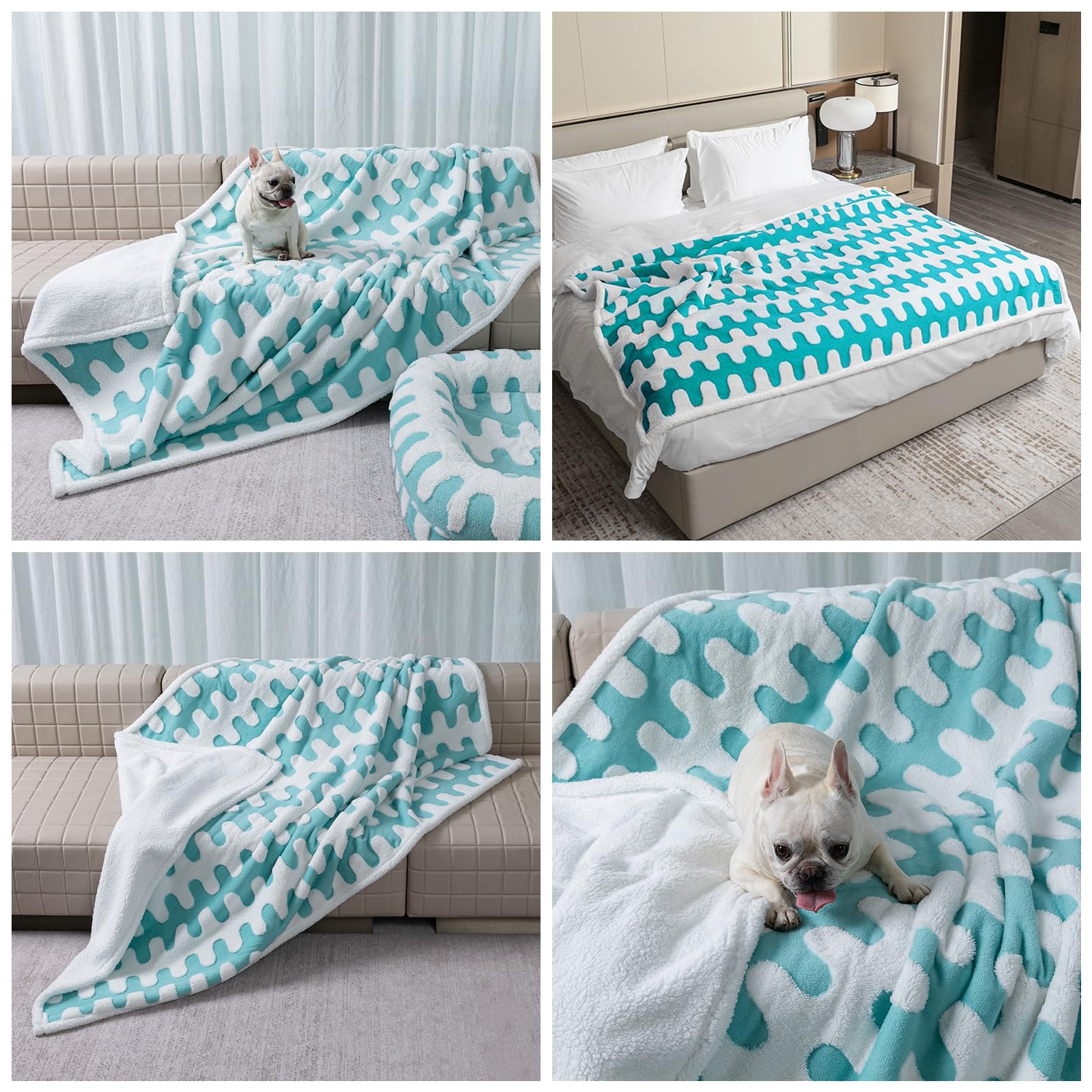 Maidewow waterproof pet blanket Sherpa fleece closeup highlights soft warmth for pets.