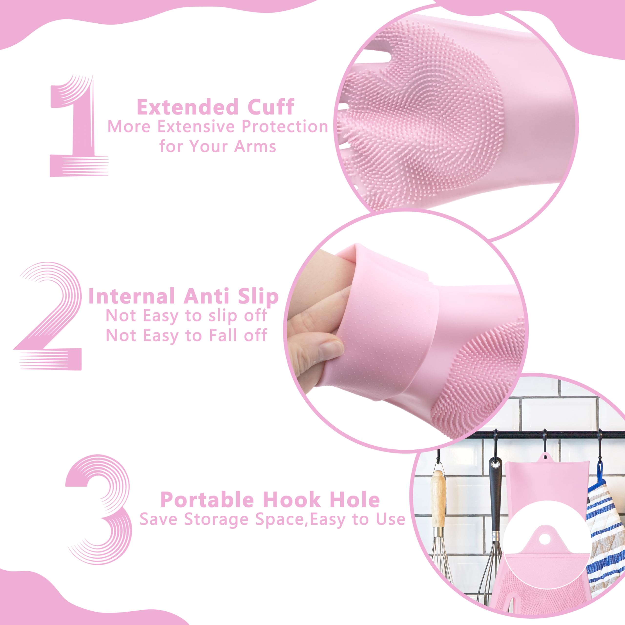 Maiiu pink grooming gloves suitable for car wash and daily items.