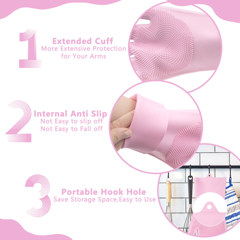 Maiiu pink grooming gloves suitable for car wash and daily items.