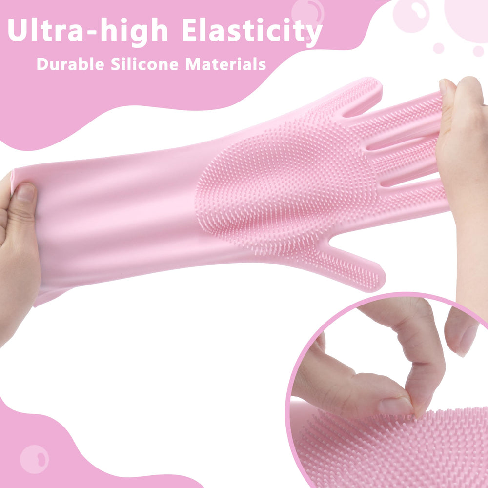 Maiiu gloves pink for dog and cat massage and cleaning during bath.