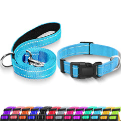 Maiiu reflective dog collar with safety buckle in sky blue for better nighttime visibility
