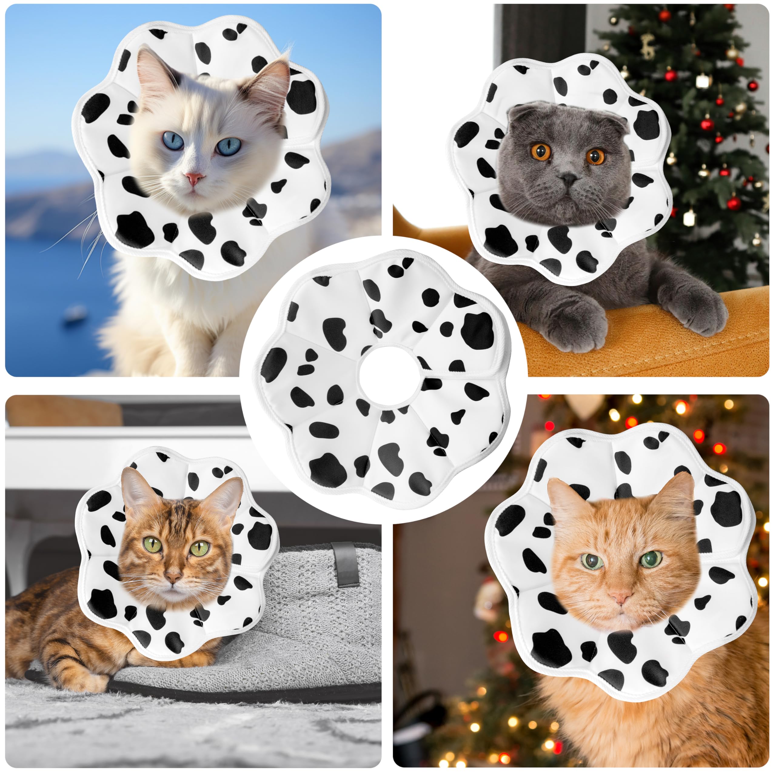 Maiiu soft adjustable cat cone collar milk x-small close-up stitching indicates durable construction.