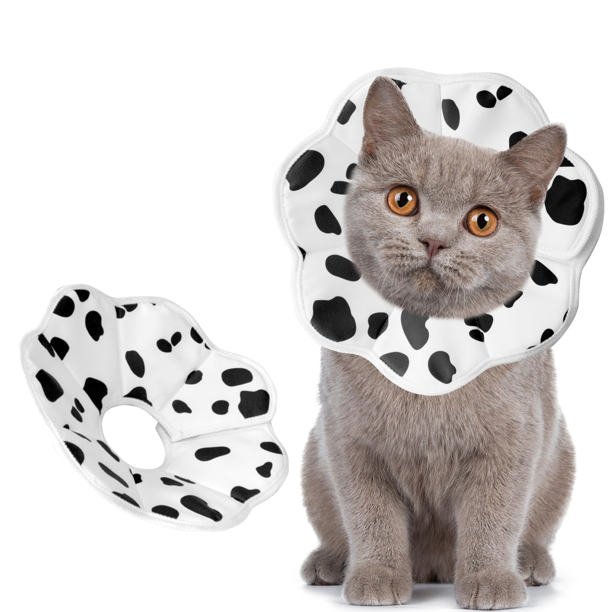 Maiiu soft adjustable cat cone collar milk x-small front view helps deter licking while staying comfy.