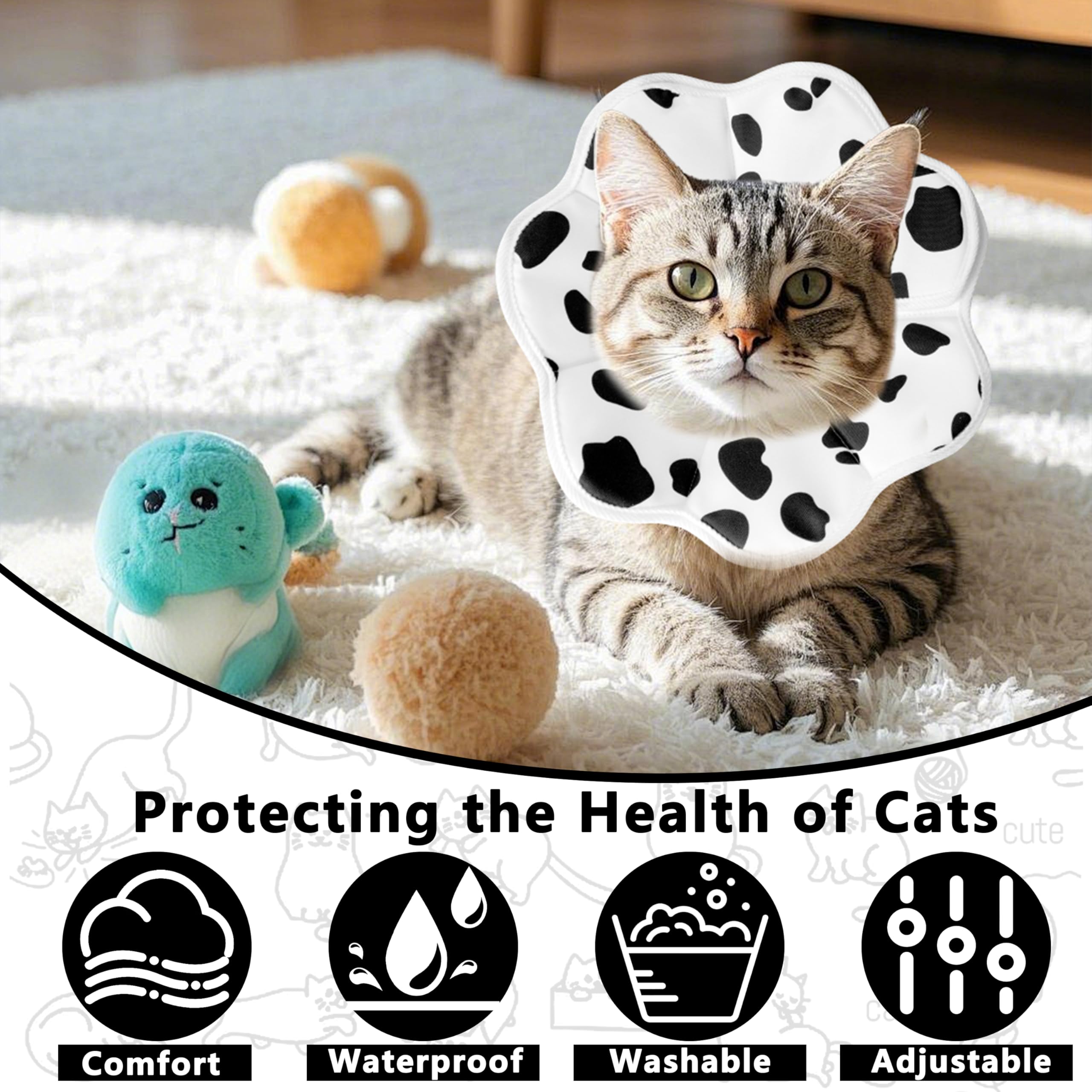 Maiiu soft adjustable cat cone collar milk x-small washable material for easy cleaning.