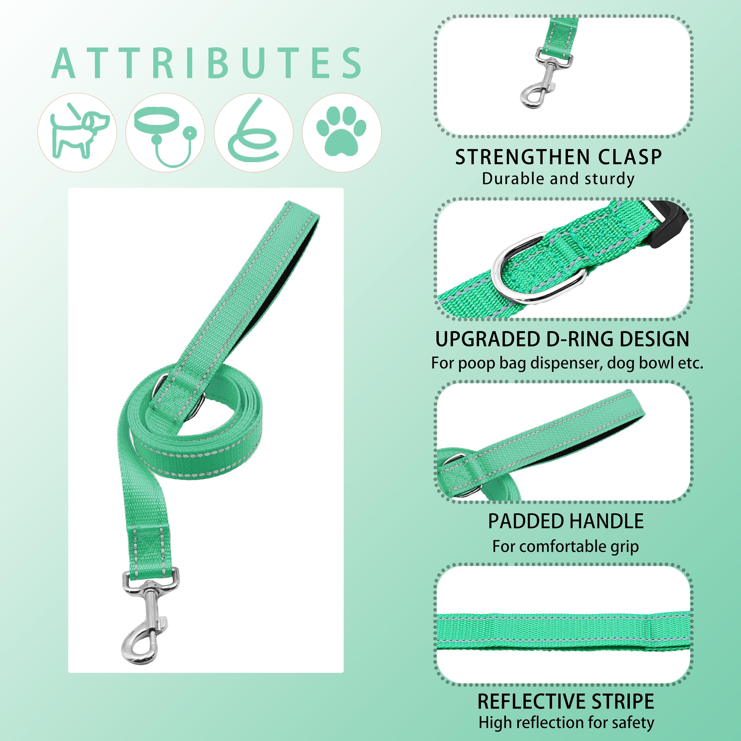 Maiiu leash with soft cushioned handle enables comfortable control during walks.