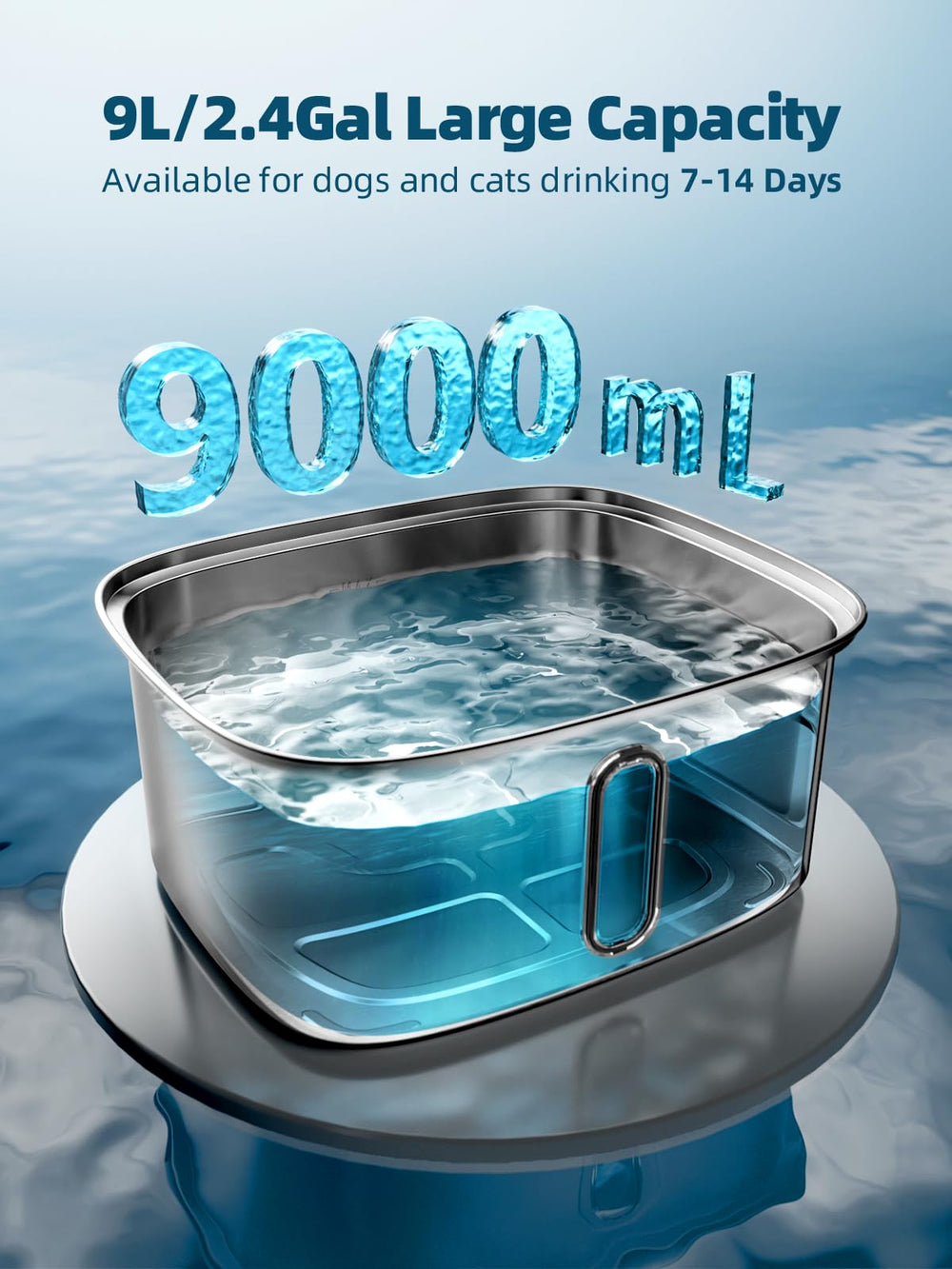 MAILOFY water level window image highlights easy top-ups and uninterrupted pet drinking.