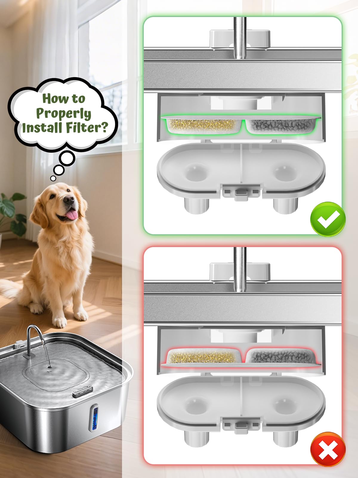 MAILOFY fountain with wide drinking area encourages pets to hydrate comfortably