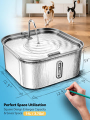 MAILOFY fountain with deeper, wider tray for less splash and adjustable drinking angles
