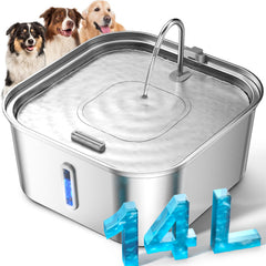 MAILOFY large dog water fountain with visible window showing water level for easy monitoring