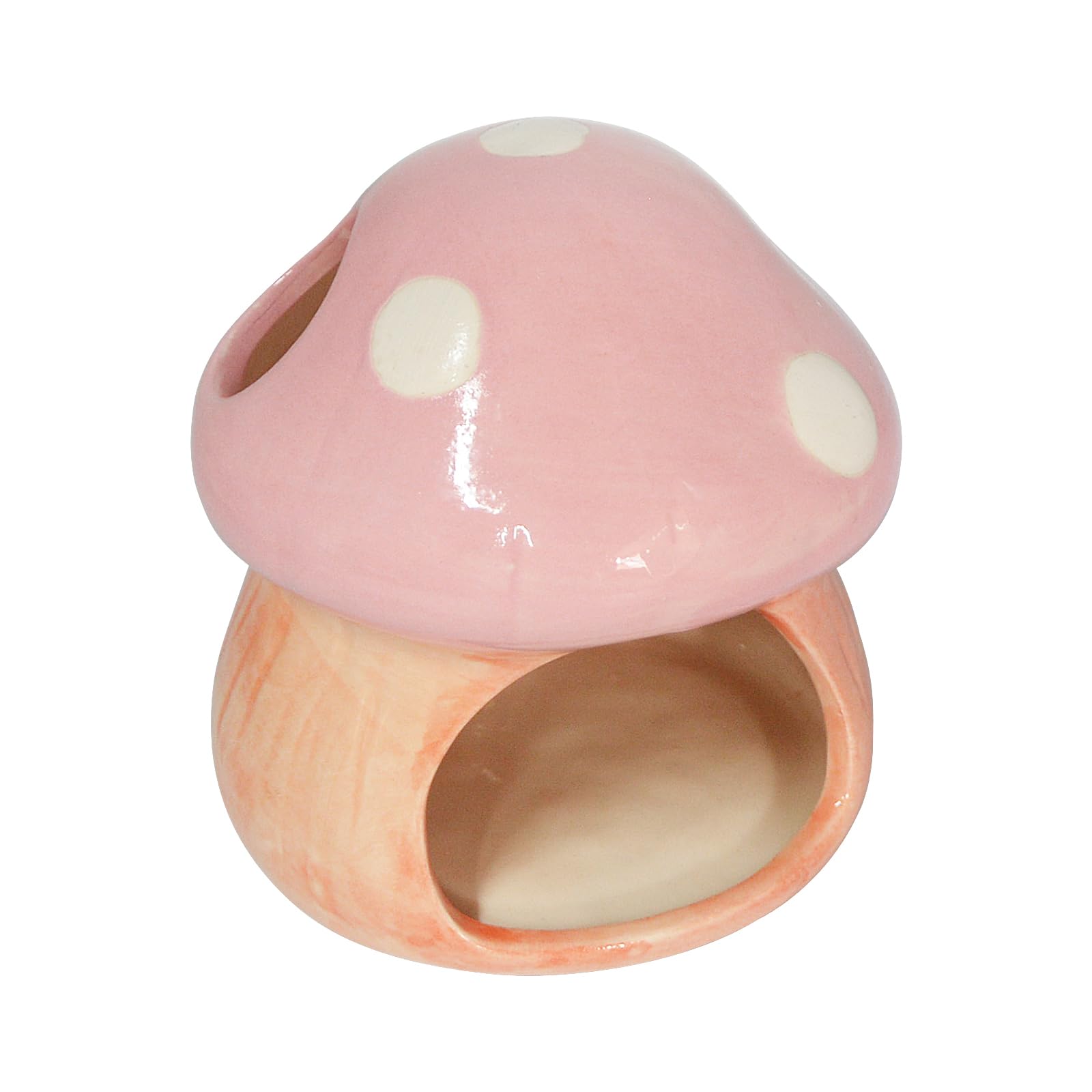 Mairuker pink mushroom house front view shows a cute hiding spot for small fish and shrimps.