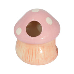 Mairuker pink mushroom house inside reveals natural-looking cavern for hiding and daytime resting.