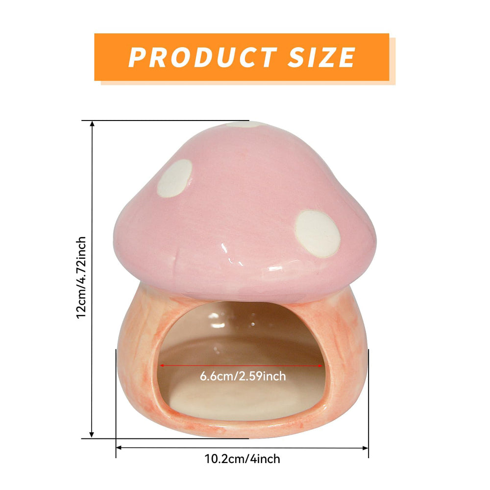 Mairuker pink mushroom house side view highlights compact shelter for bettas and small tank inhabitants.