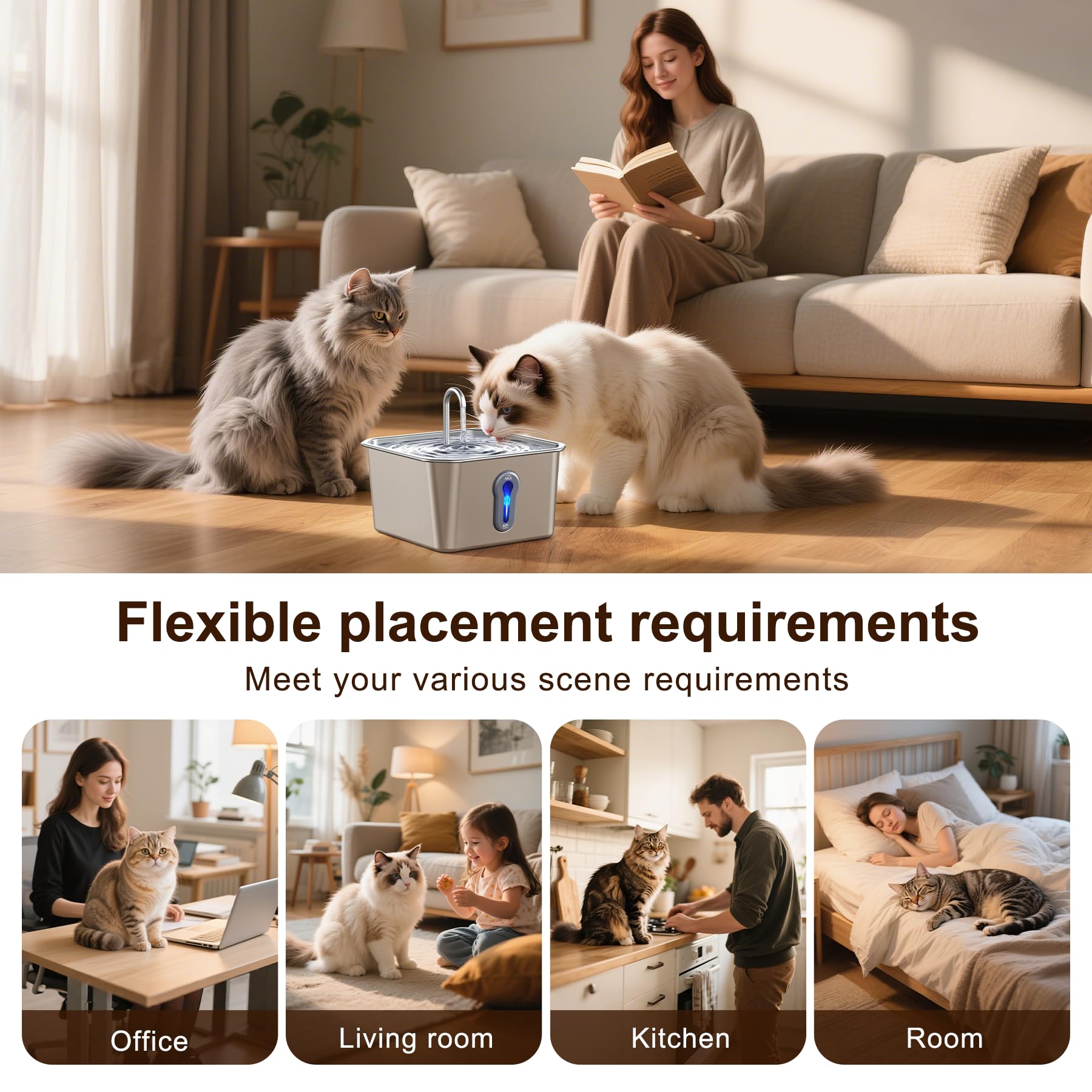 Maitmt pet fountain suitable for multiple pets in shared homes