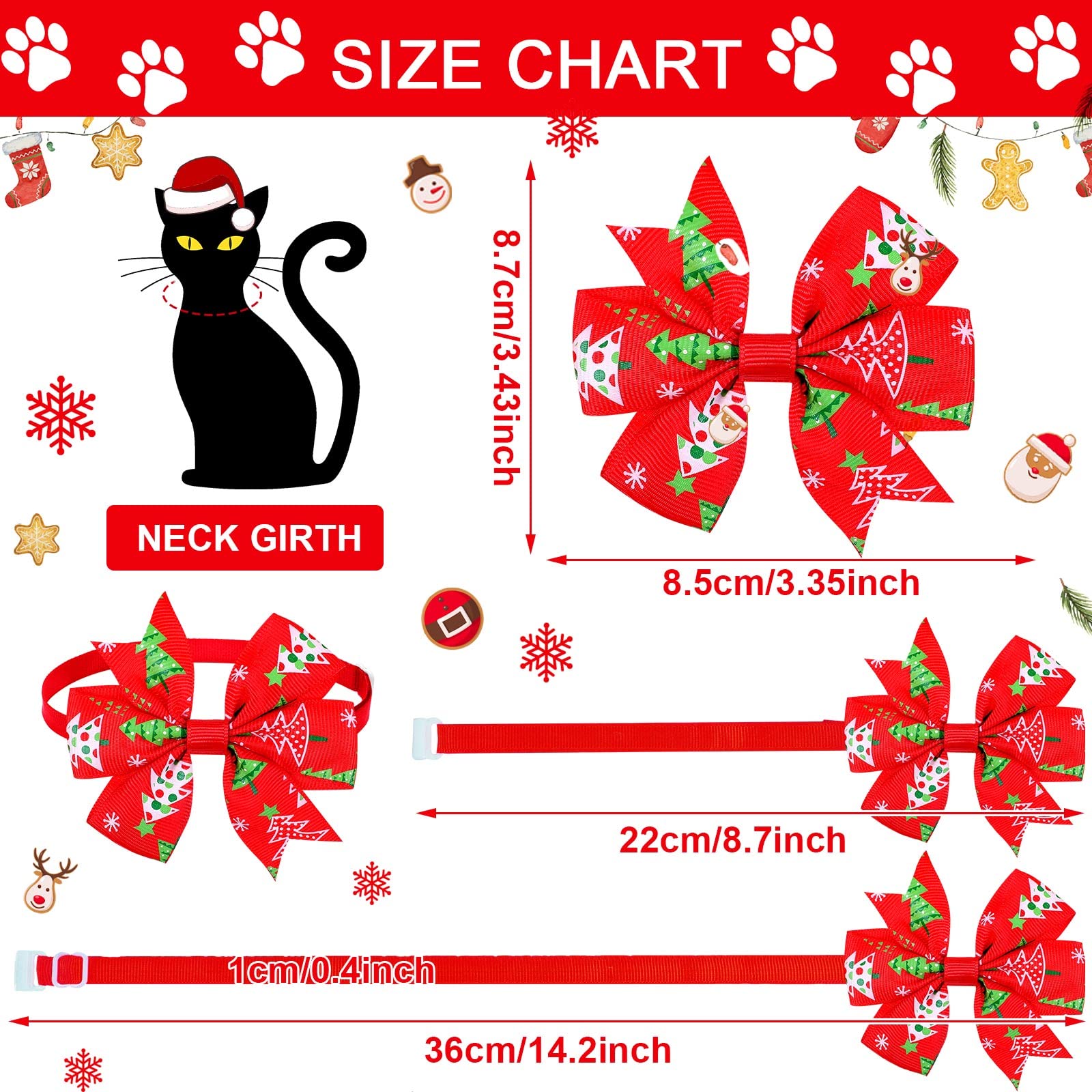 Maitys Christmas dog bow tie Christmas tree print enhances party looks.