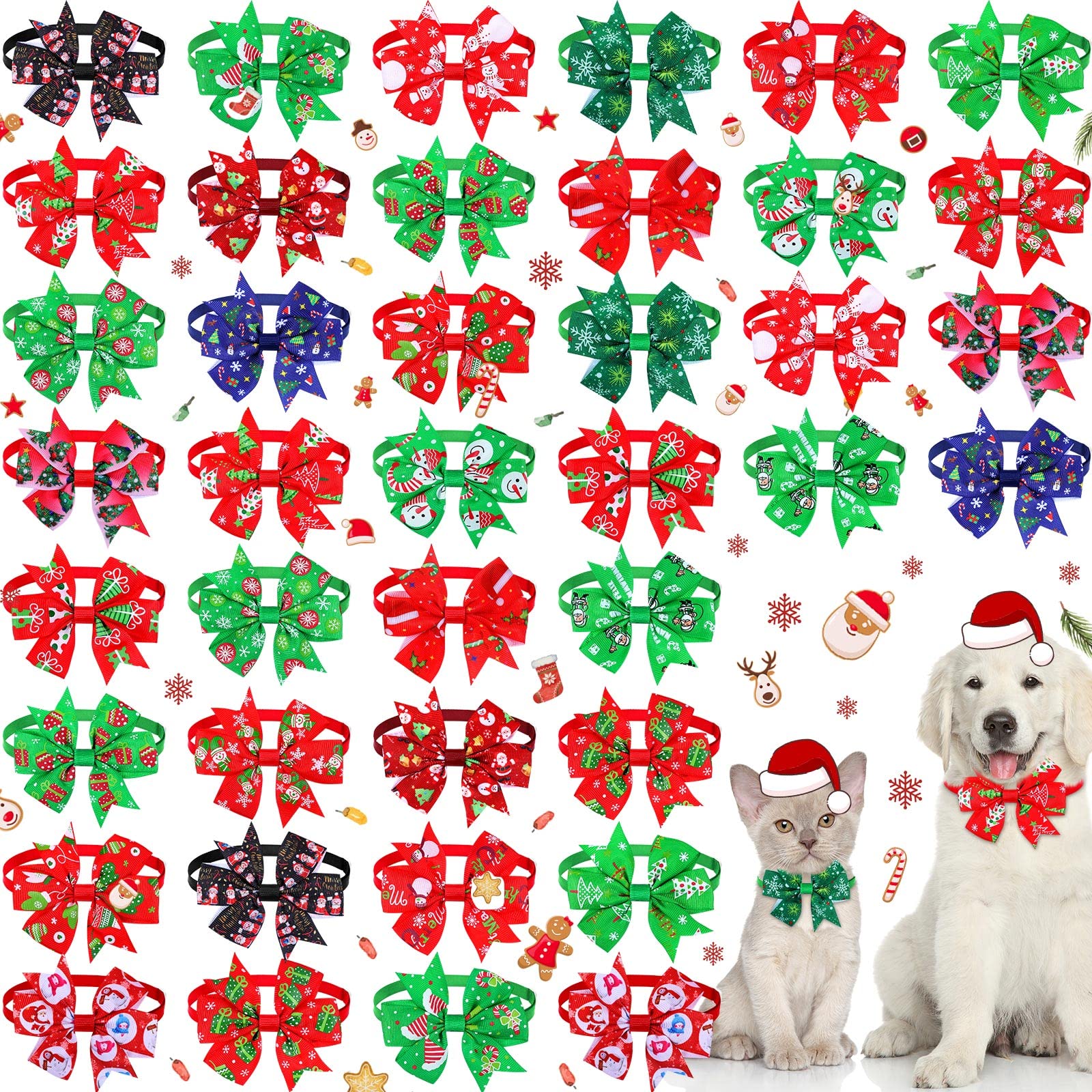 Maitys Christmas dog bow tie Santa Claus design for festive pet photos.