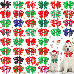 Maitys Christmas dog bow tie Santa Claus design for festive pet photos.