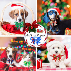 Maitys Christmas dog bow Santa design adds holiday charm for events and dressed-up pets.