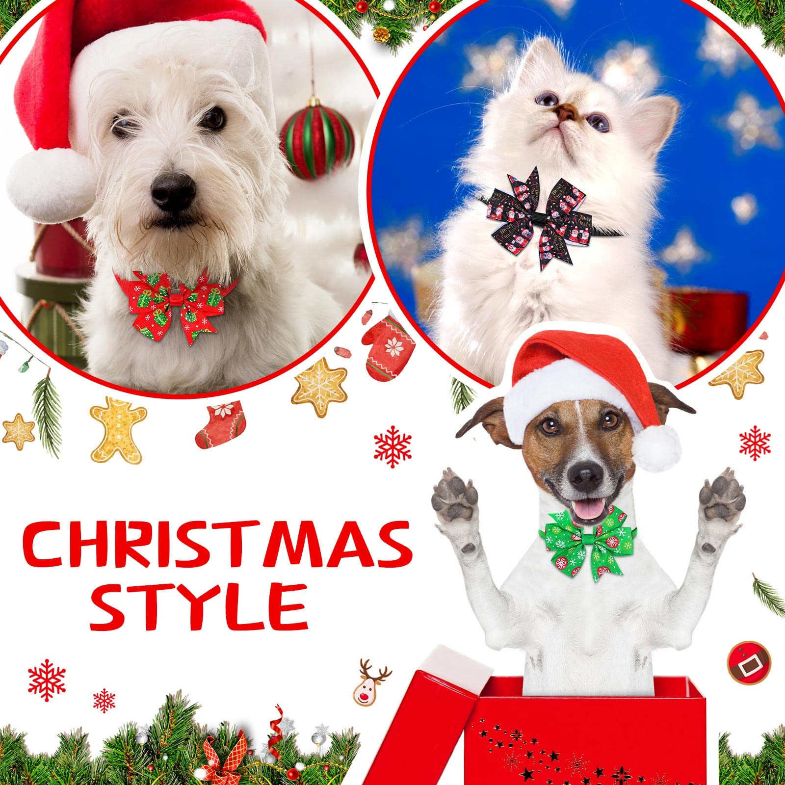 Maitys dog bow tie adjustable buckle fits small to medium pets.