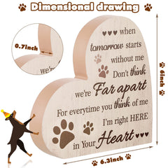Maitys heart-shaped wood plaque with paw-print design for desk memorial.