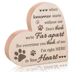Maitys pet memorial heart-shaped wood sign with paw prints keeps memory alive.