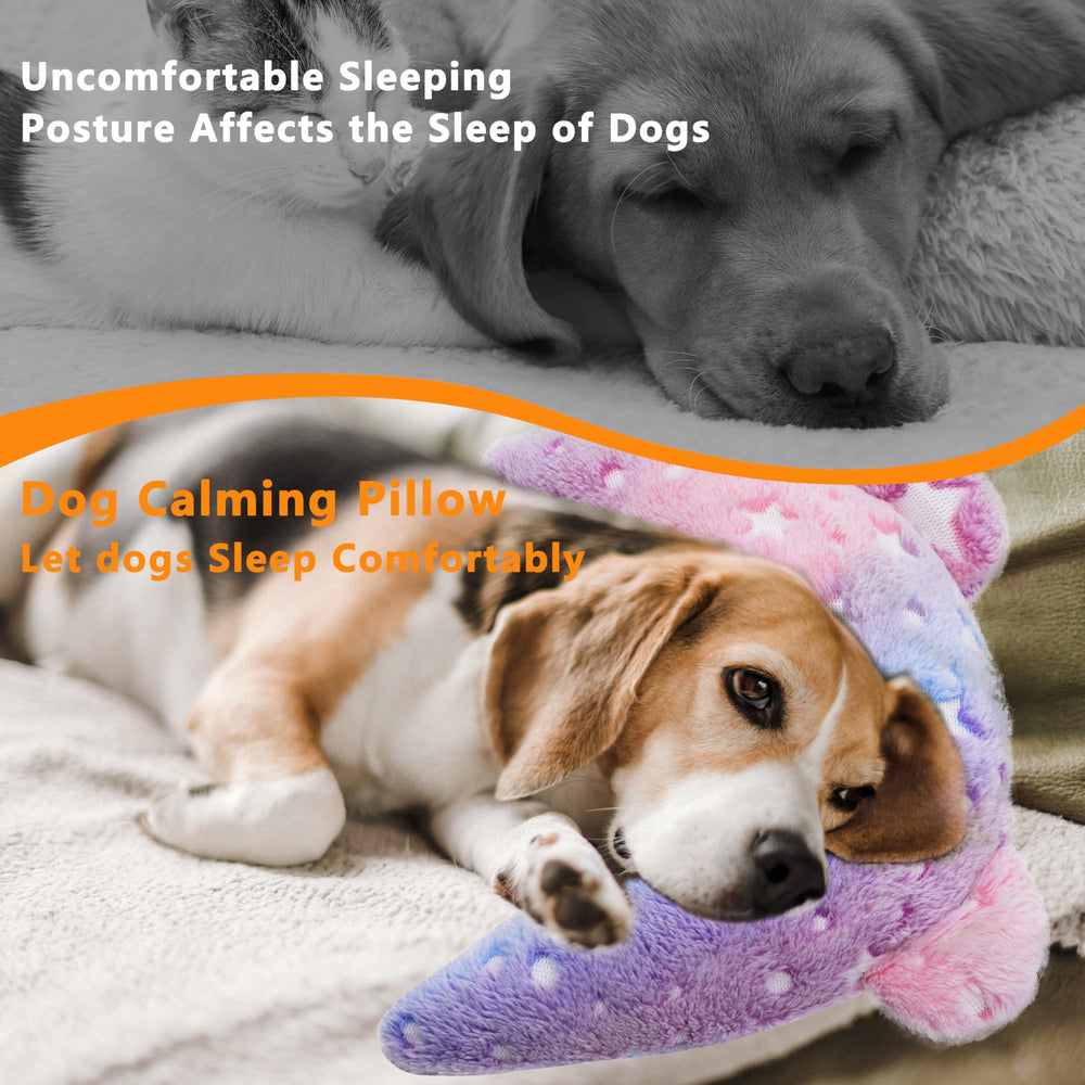Maiiu calming pillow illustrated in a dog sleep scene for restful nights.