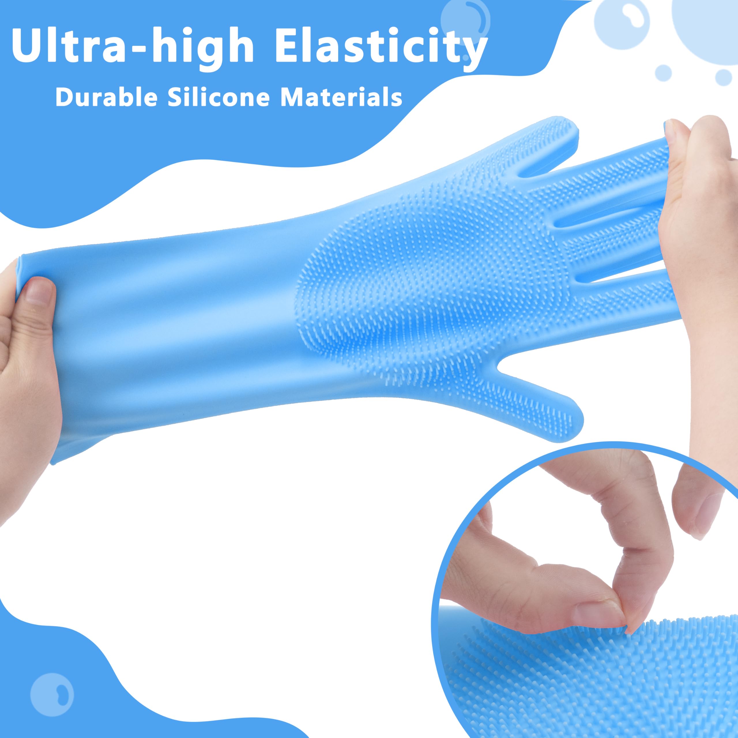 Maiiu pet grooming glove blue massage-use side demonstrates pet-friendly scrubbing