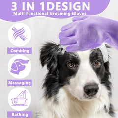 Maiiu pet grooming gloves five-finger design showing secure ergonomic fit