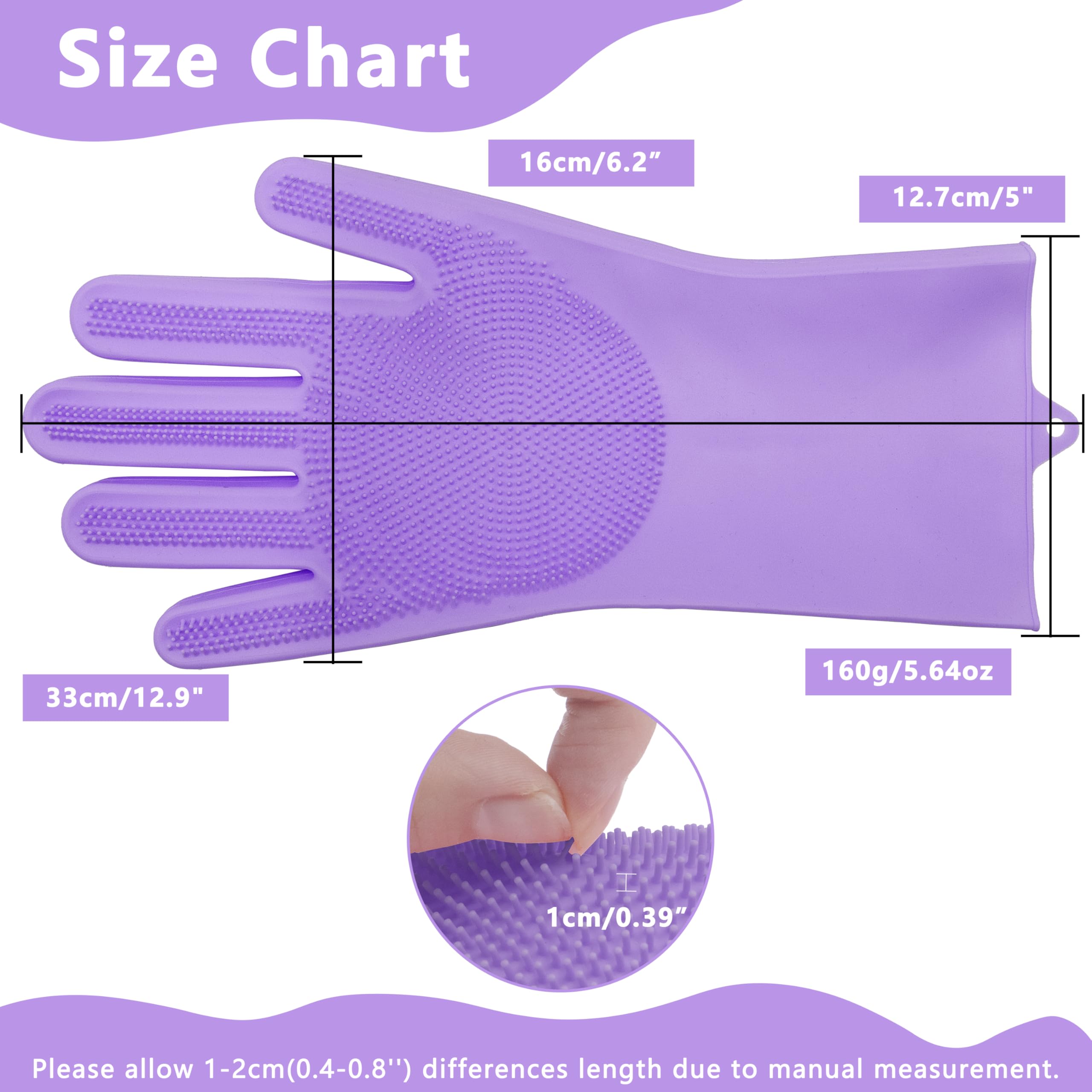 Maiiu pet grooming gloves purple brush-side close-up for deep cleansing lather